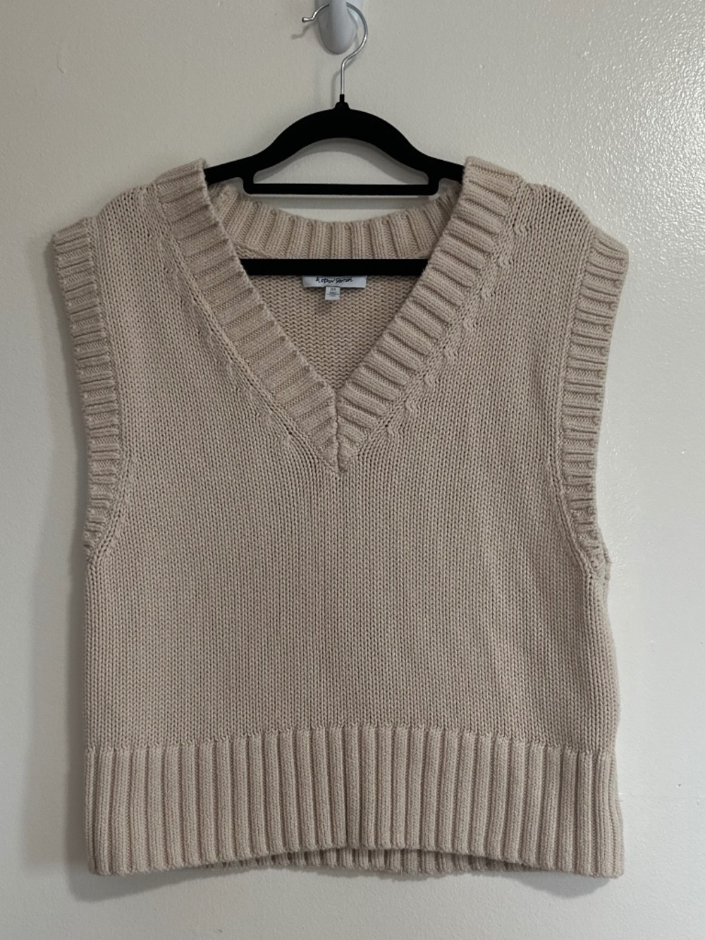 & Other Stories Chunky Cotton Sweater Vest, Cream, Size Small